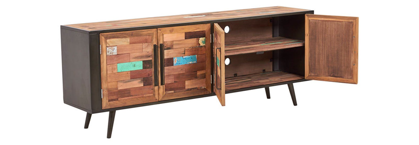 Buffet enfilade 4 portes bois recyclé DRAKKAR