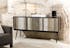 Buffet bahut en bois massif noir avec pieds metal epingles de style contemporain