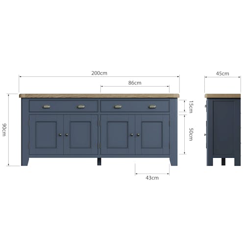 Buffet enfilade en bois finition bleu profond HOVE