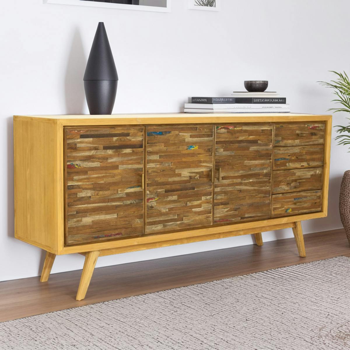 Buffet enfilade en teck coloré 3 portes LOMBOK