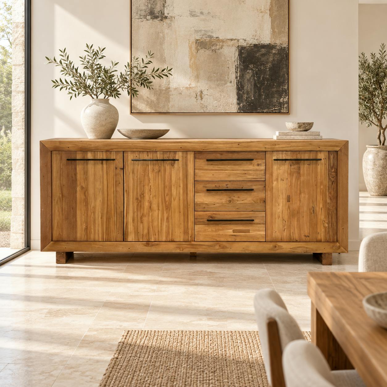 Buffet enfilade en teck recyclé naturel KERALA