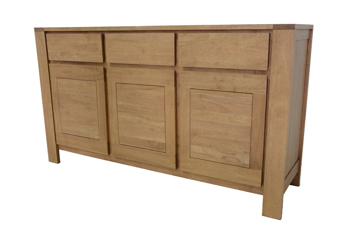 Buffet Enfilade Hévéa 3 portes, 3 tiroirs, 160x45x90cm OLGA