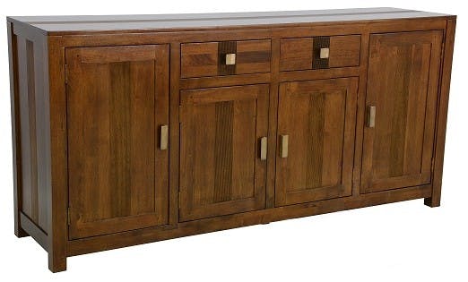 Buffet Enfilade Hévéa 4 portes, 2 tiroirs, 180x45x85cm GALA