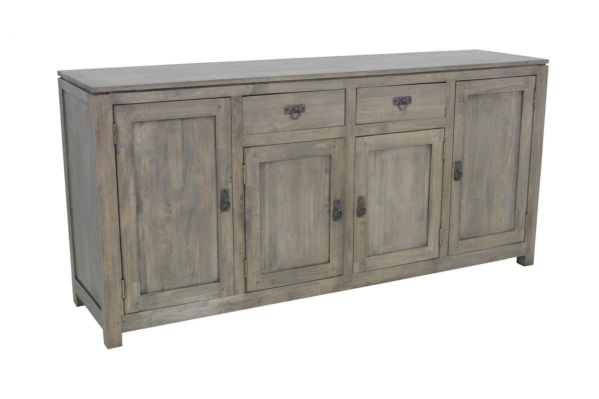 Buffet Enfilade Hévéa 4 portes, 2 tiroirs, 180x45x85cm HELENA