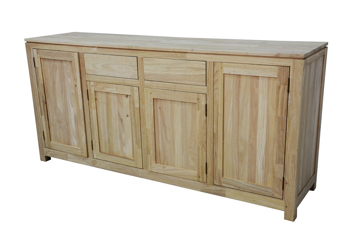 Buffet Enfilade Hévéa 4 portes, 2 tiroirs, 180x45x85cm HELENA