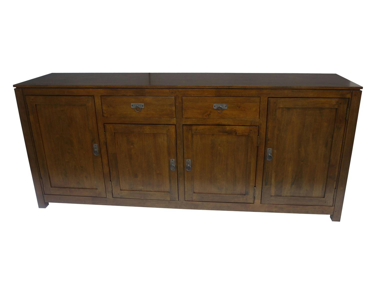 Buffet Enfilade Hévéa 4 portes, 2 tiroirs 200x45x85cm HELENA