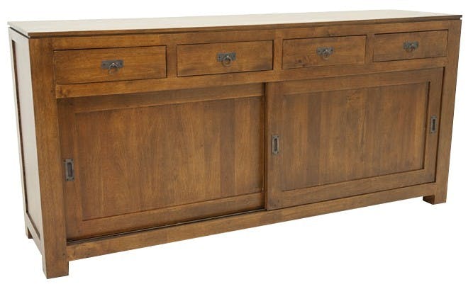 Buffet enfilade portes coulissantes hévéa 190cm HELENA