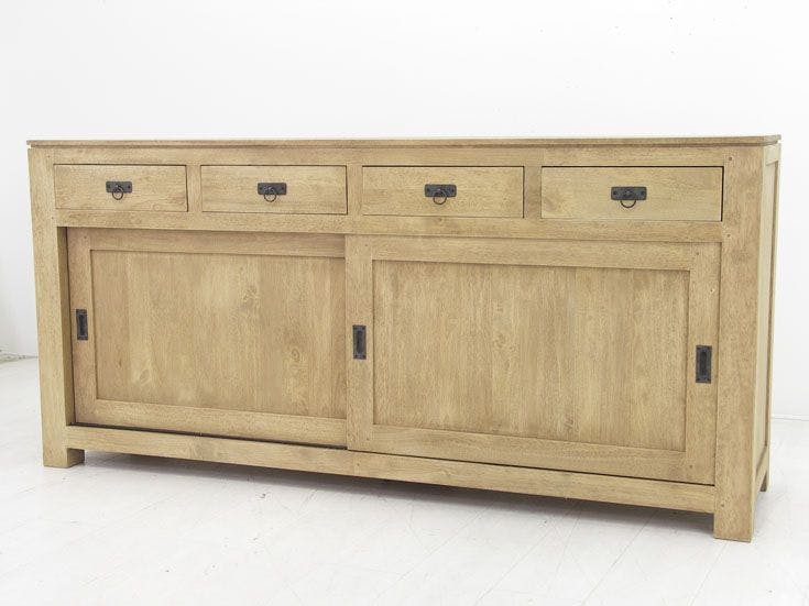 Buffet enfilade portes coulissantes hévéa 190cm HELENA