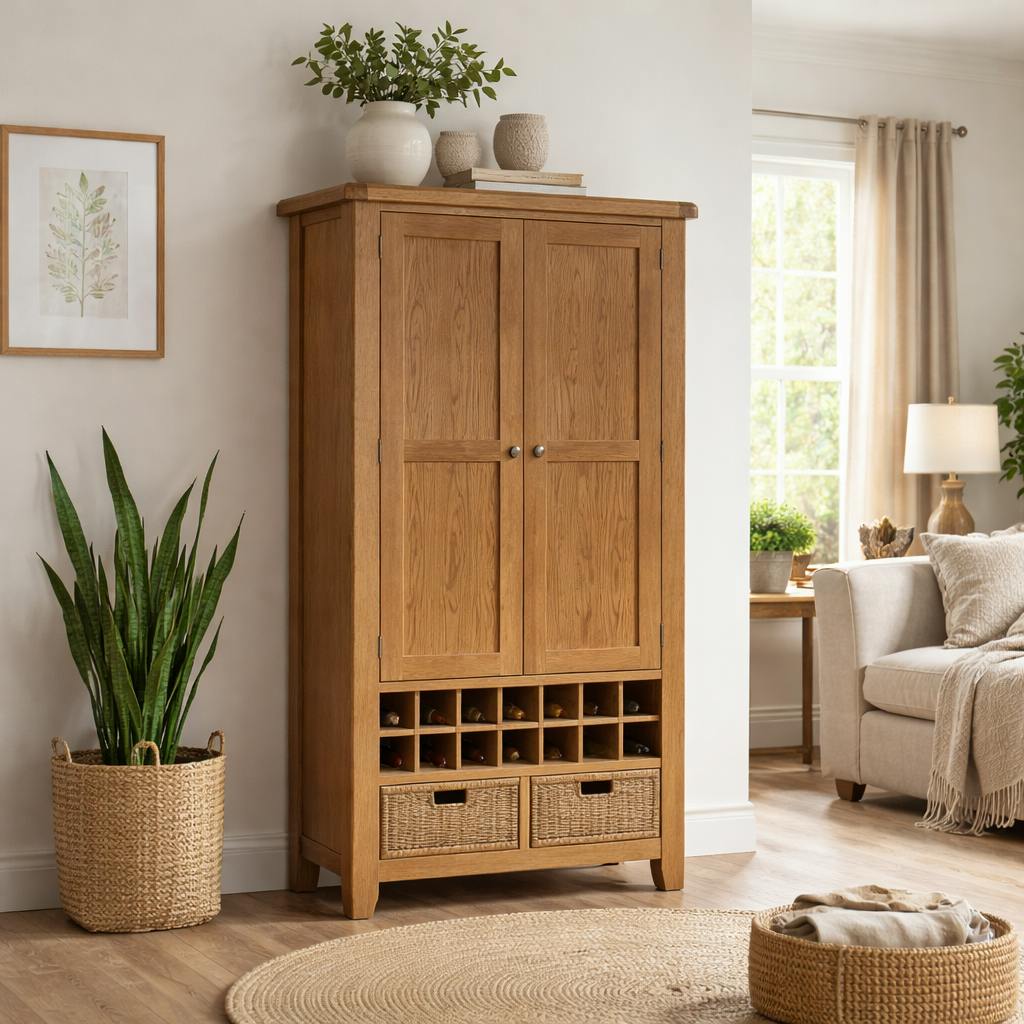 Buffet garde-manger en chêne style campagne chic VALMONT