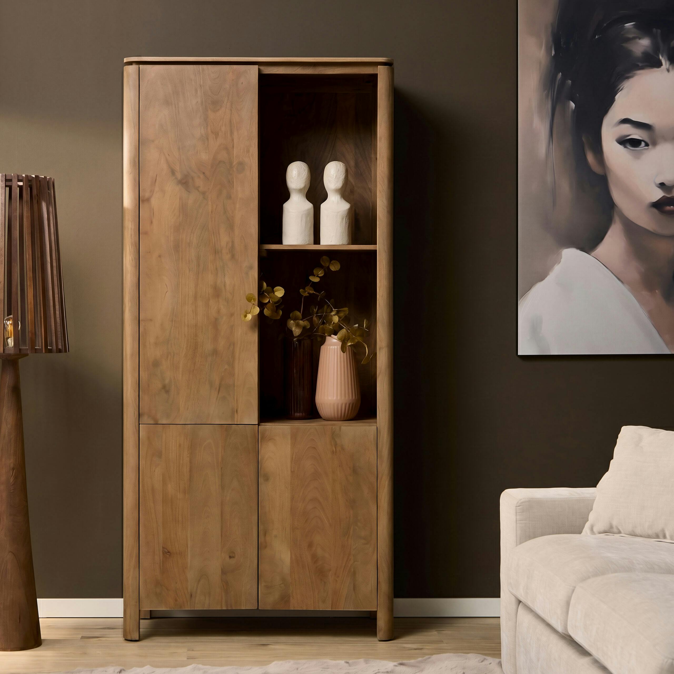 Buffet haut 3 portes en bois de manguier KASO