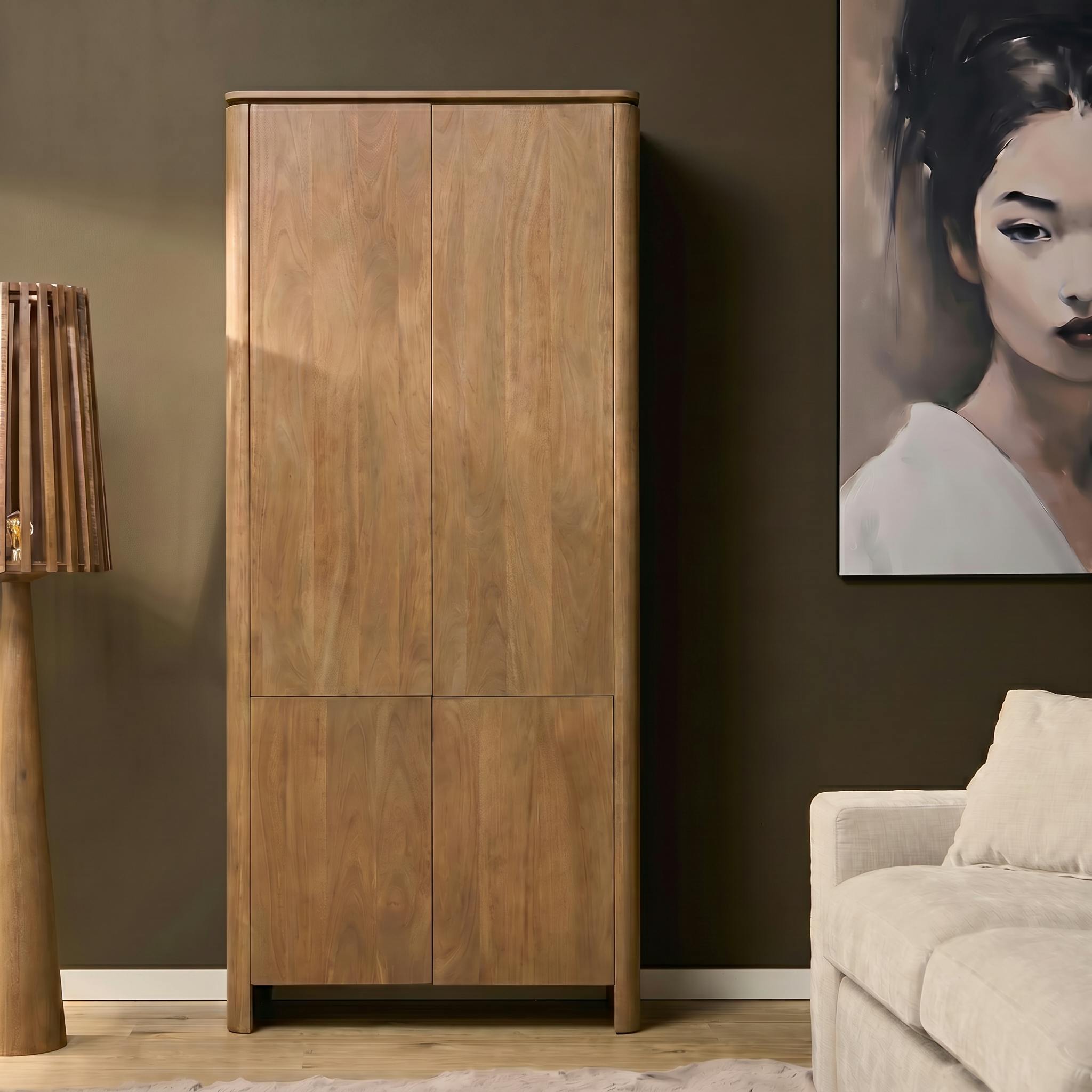 Buffet haut 4 portes en bois de manguier 90 cm KASO