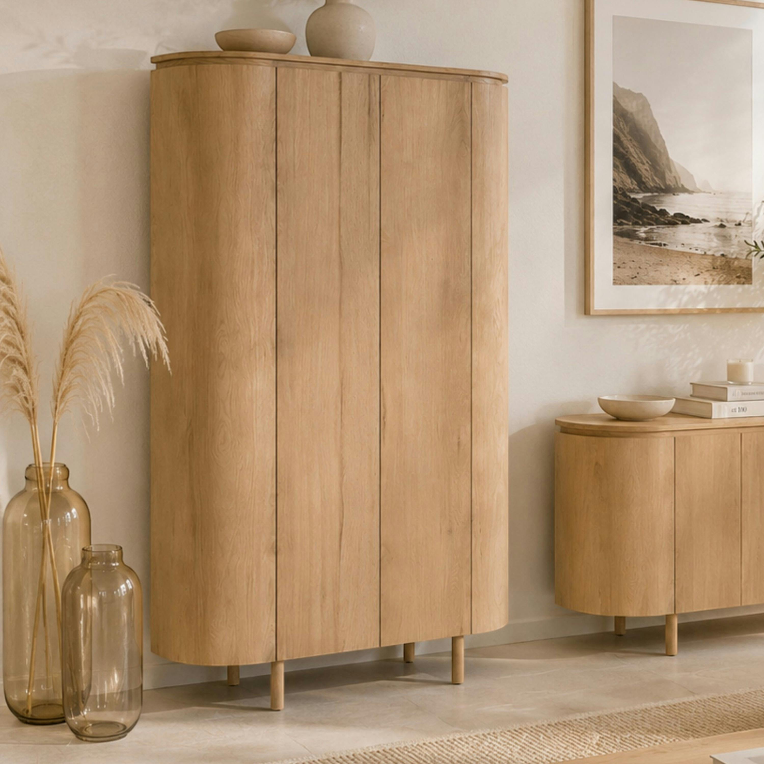 Buffet haut design en chêne clair 2 portes LOREN