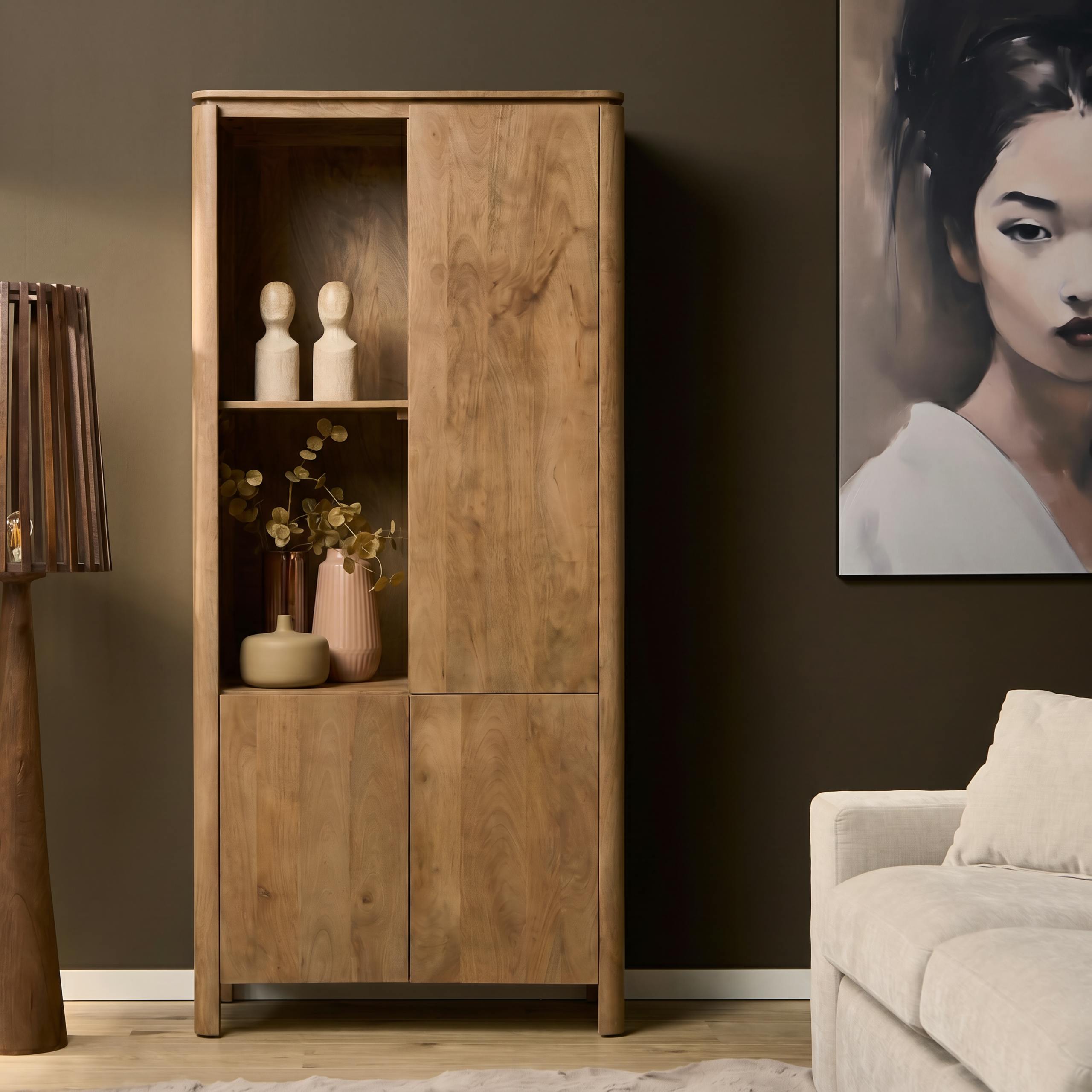 Buffet haut en bois 3 portes 2 niches KASO