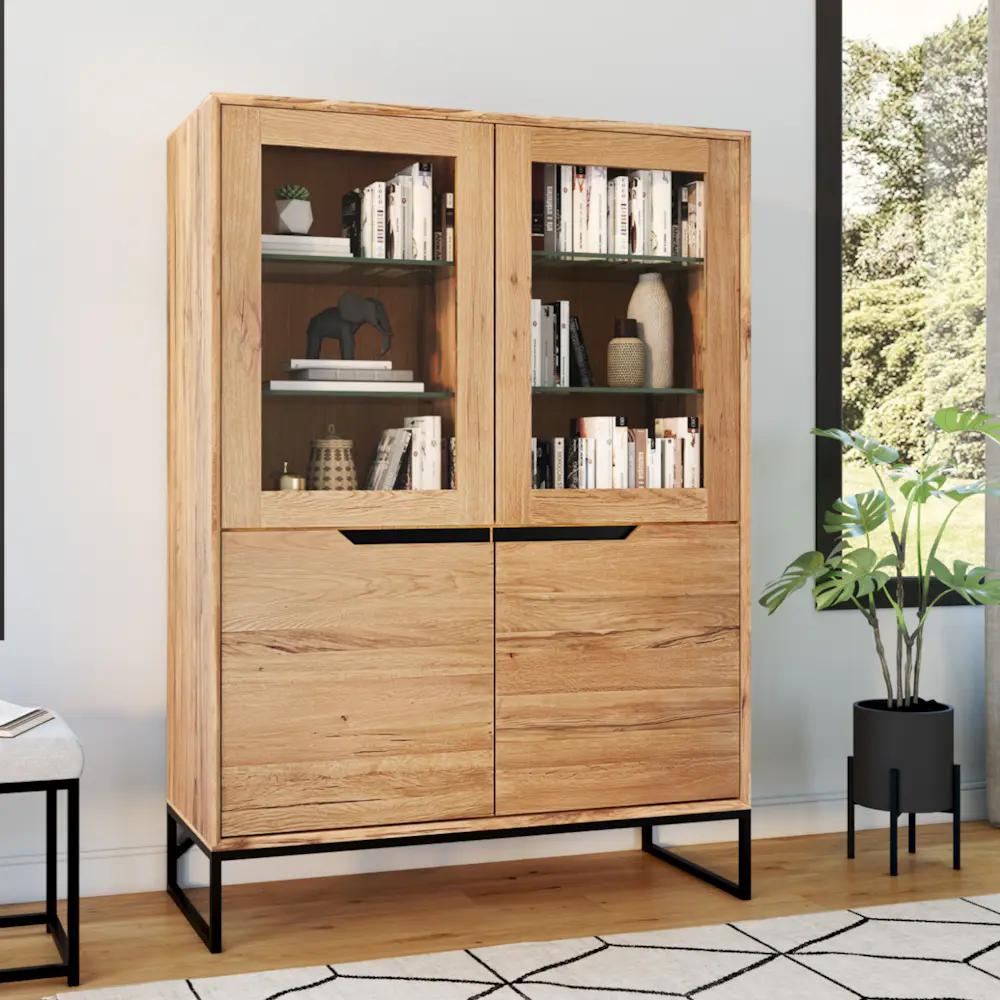 Buffet blanc, commode avec éclairage LED, tiroir, étagère en verre et Buffet blanc, commode avec éclairage LED, tiroir, étagère en verre et