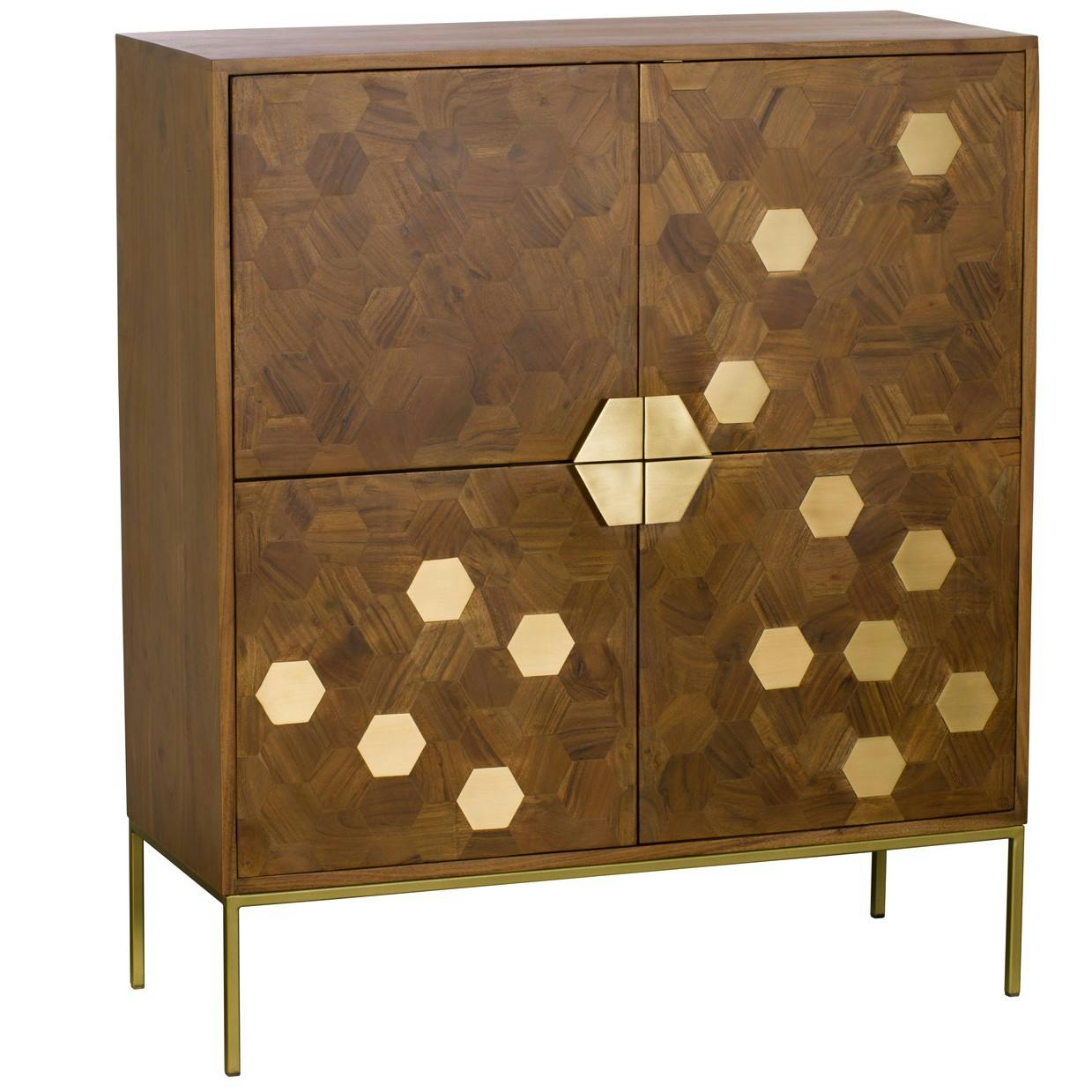 Buffet haut moderne acacia laiton HOBART Buffets / Bahuts Pier Import