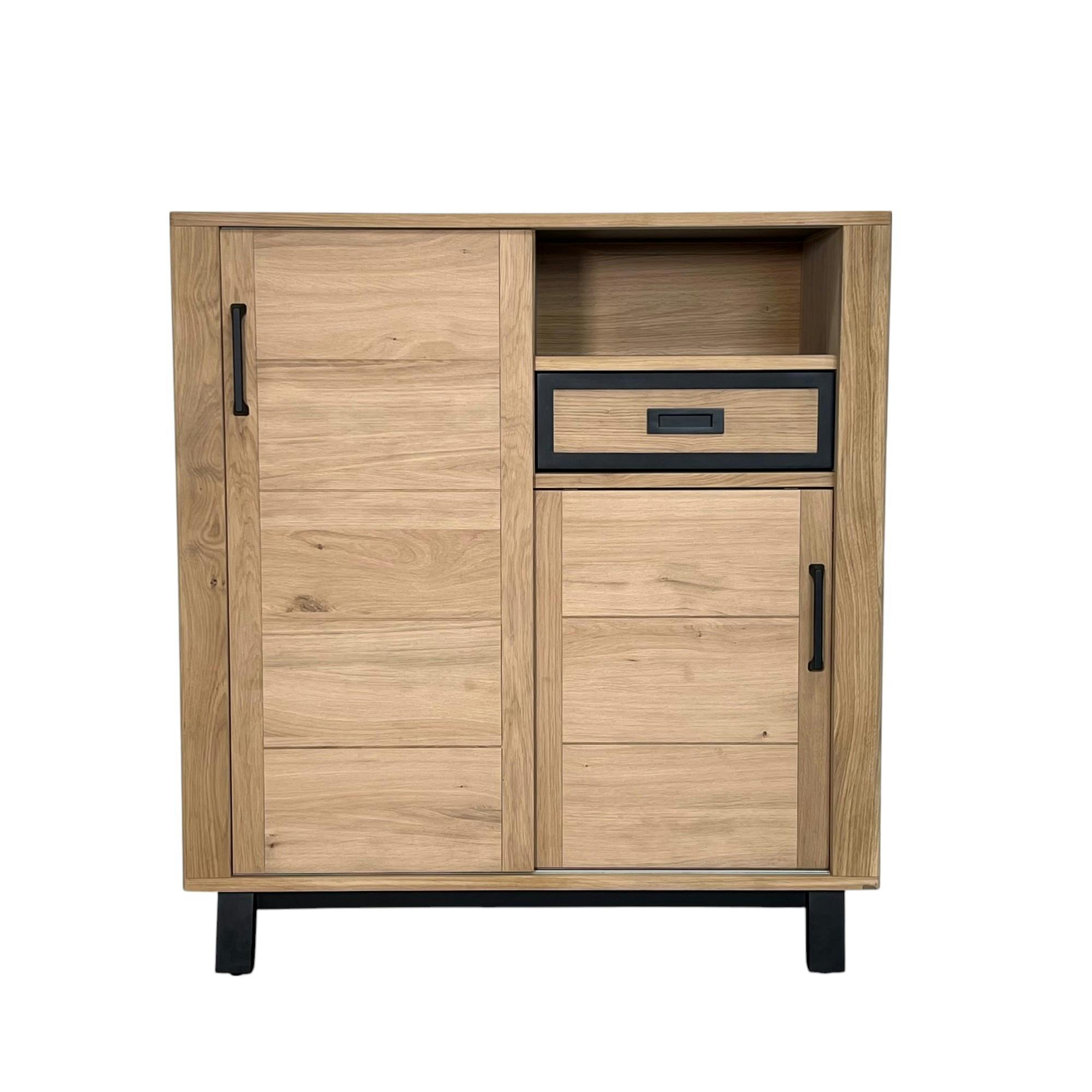 Buffet haut moderne en bois clair - 2 portes, 1 niche GRADO