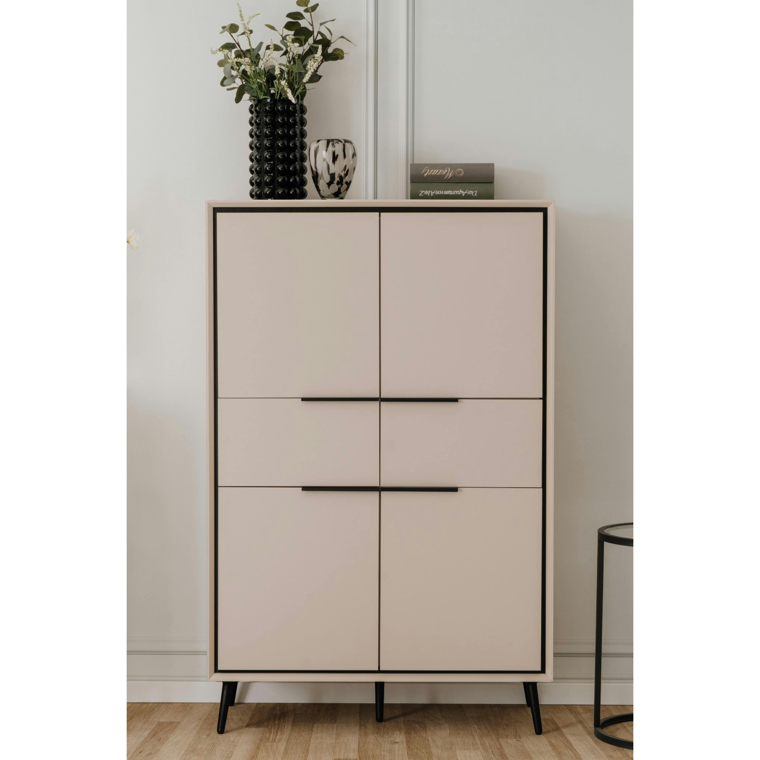 Buffet haut taupe 4 portes 2 tiroirs AVIO