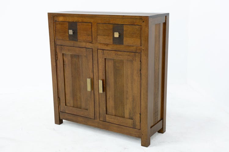 Buffet Hévéa 2 portes, 2 tiroirs, 80x30x85cm GALA