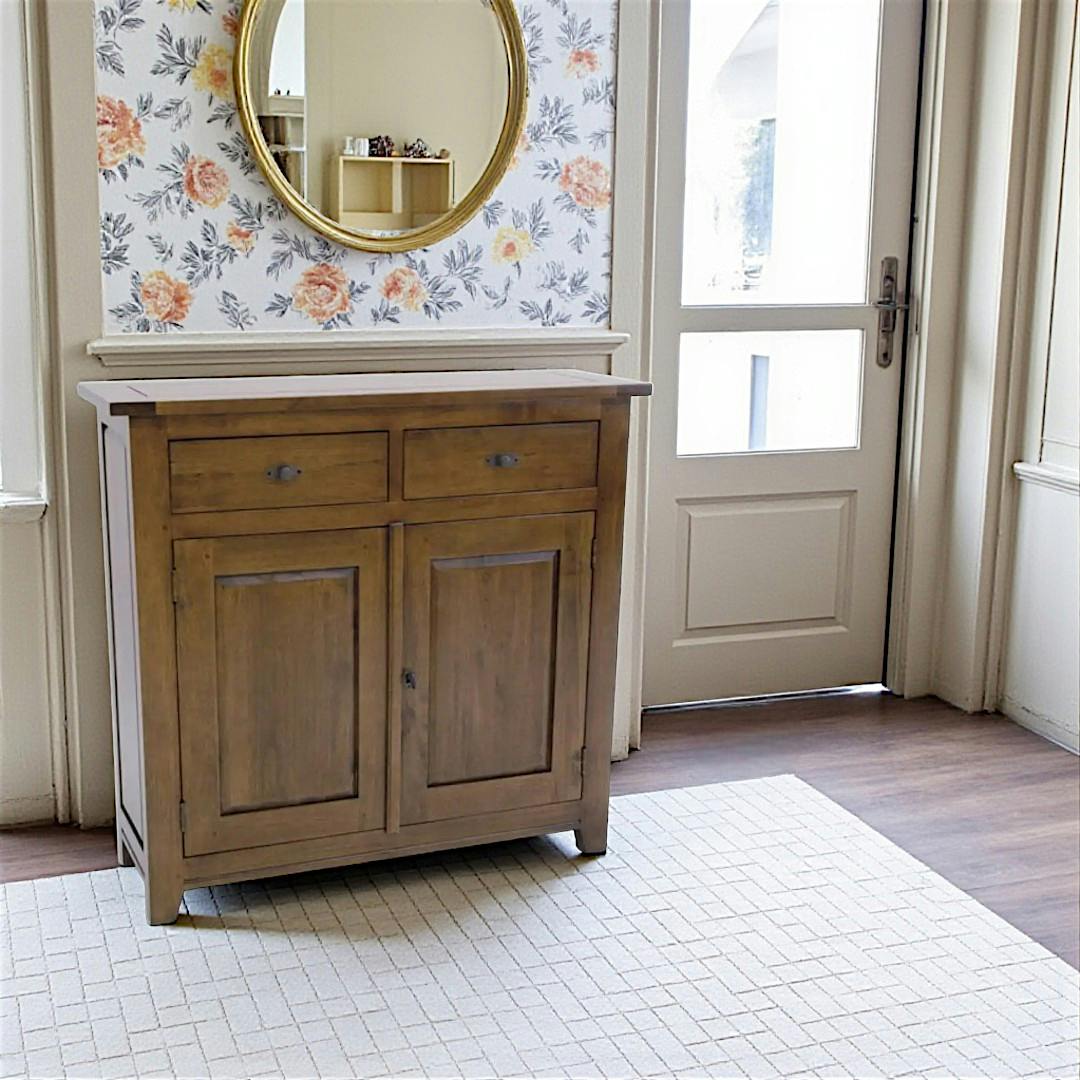 Buffet Hévéa 2 portes, 2 tiroirs 95x32x90cm TRADITION