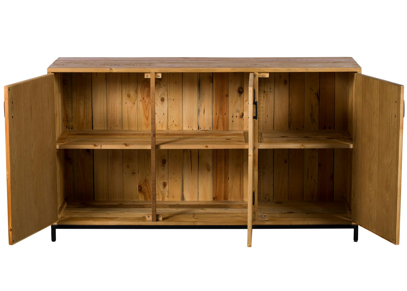 Buffet industriel en bois recyclé et acier brut