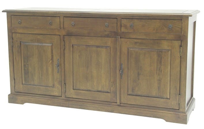 Buffet long 3 portes hévéa 150x45x80cm TRADITION