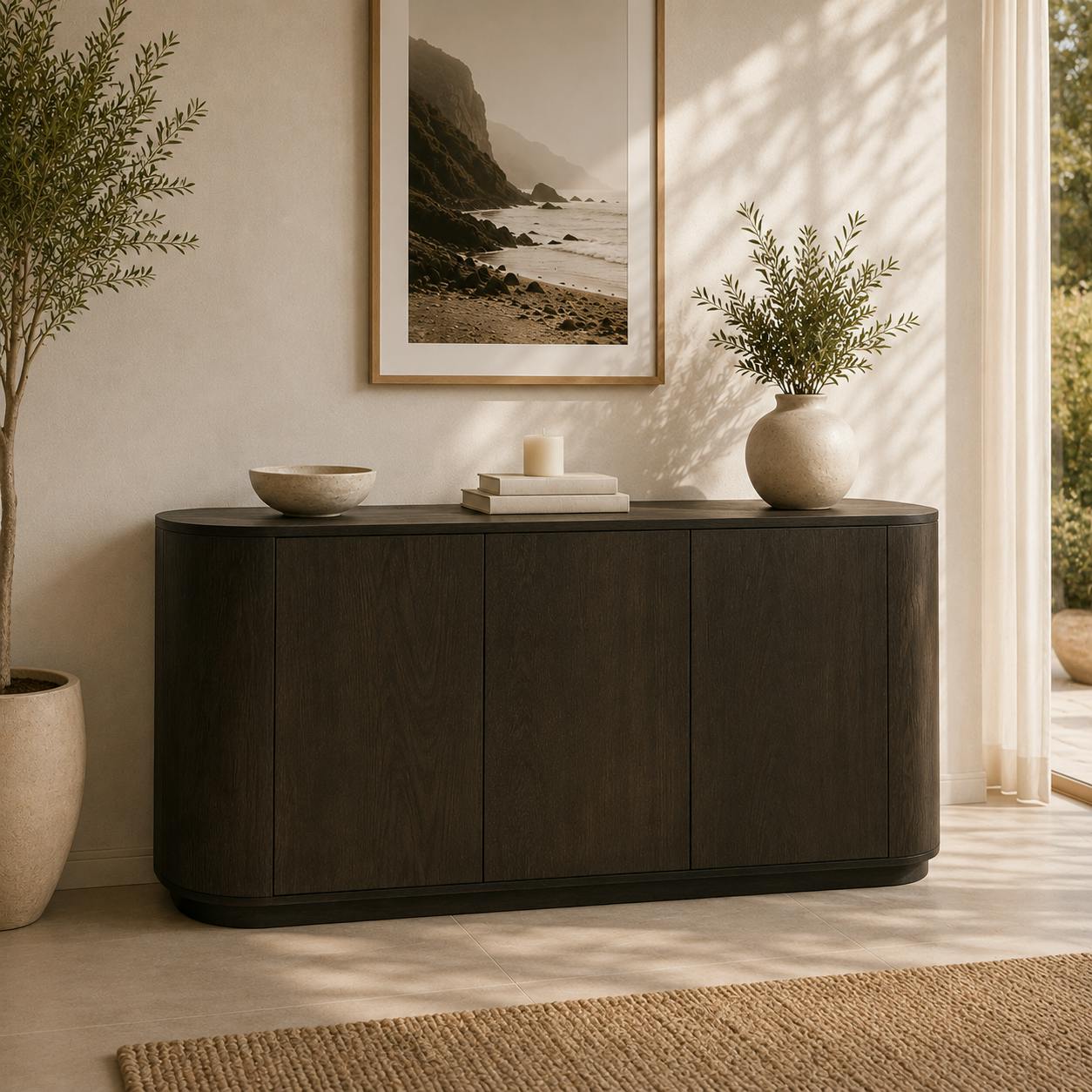 Buffet moderne 3 portes en chêne brun LOREN