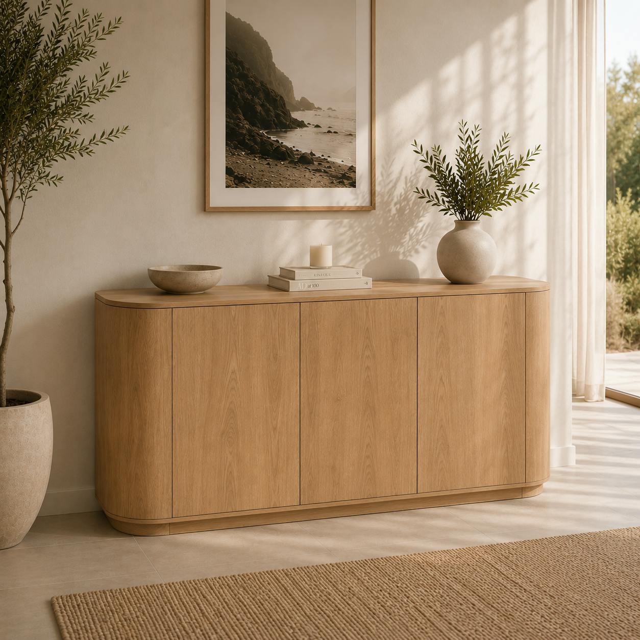 Buffet moderne 3 portes en chêne clair LOREN