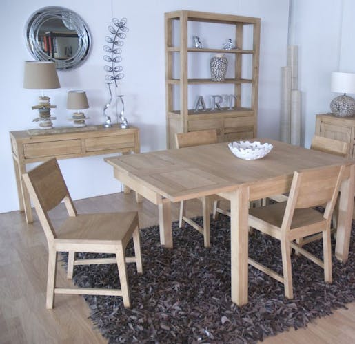 Buffet moderne 4 portes 2 tiroirs hévéa 120x150cm OLGA