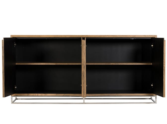 Buffet moderne 4 portes chêne acier RIVERSIDE