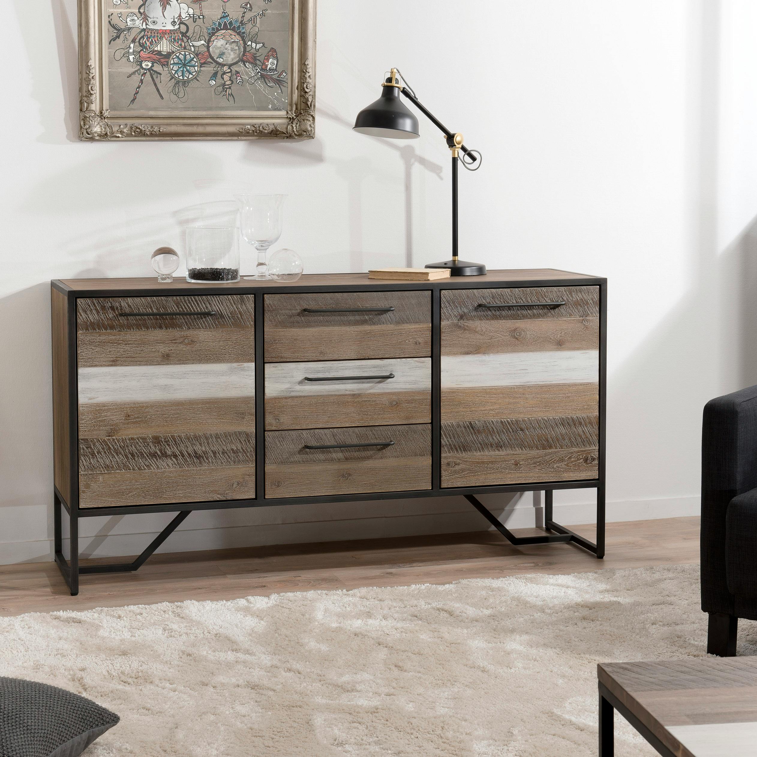 Buffet moderne bois d'acacia brossé MATHYS