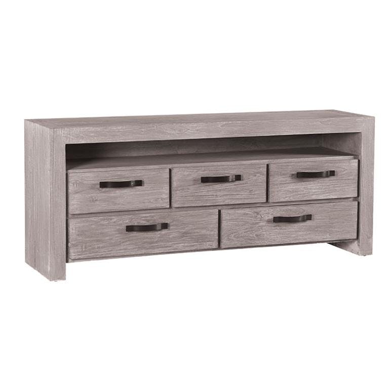 Buffet moderne bois gris 5 tiroirs 180xP47xH75 ATLAGO