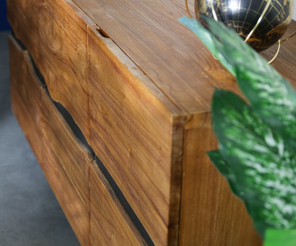 Buffet moderne bois recyclé teck laque noire BARBADE