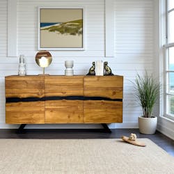 Buffet moderne bois recyclé teck laque noire BARBADE