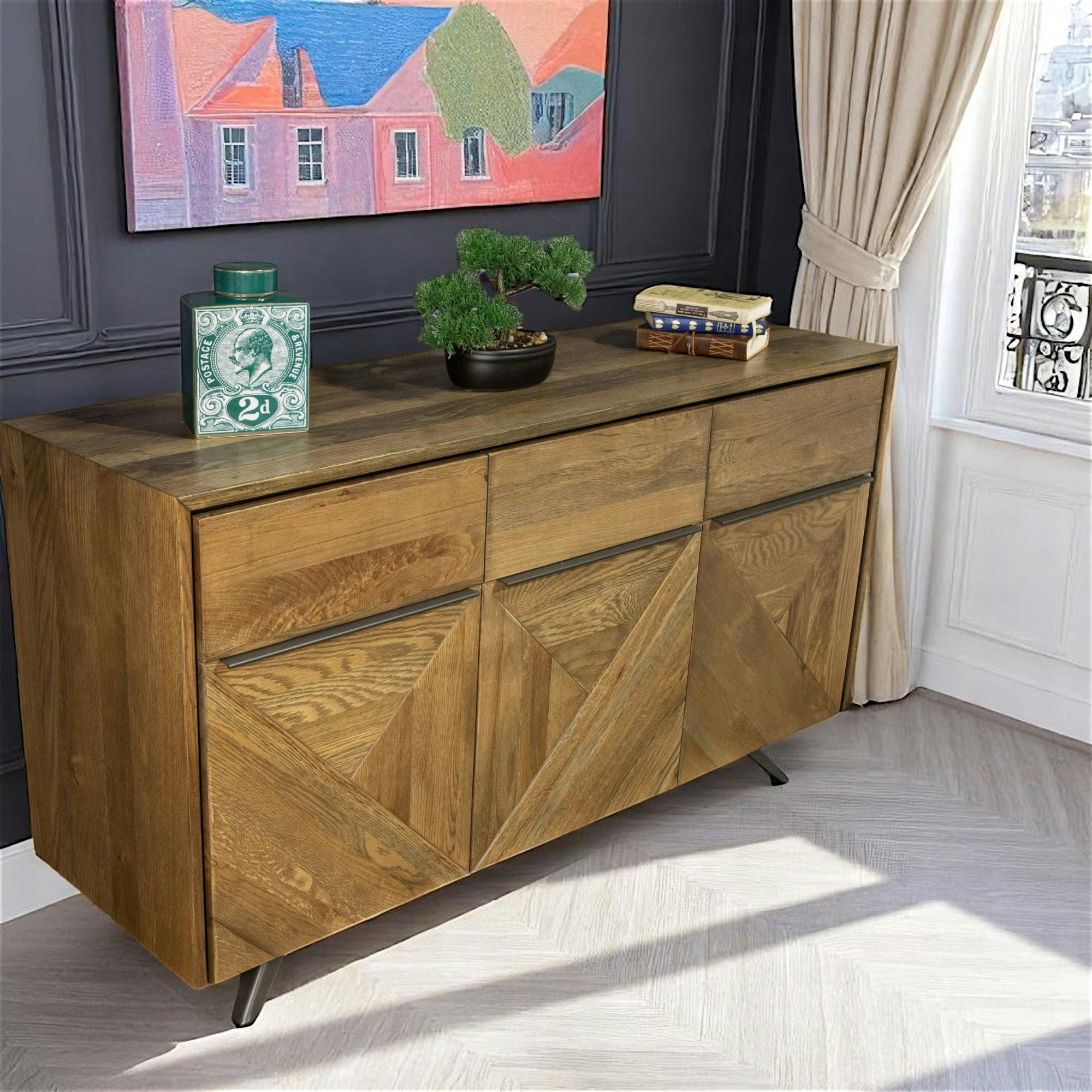 Buffet moderne en chêne 3 portes MANHATTAN