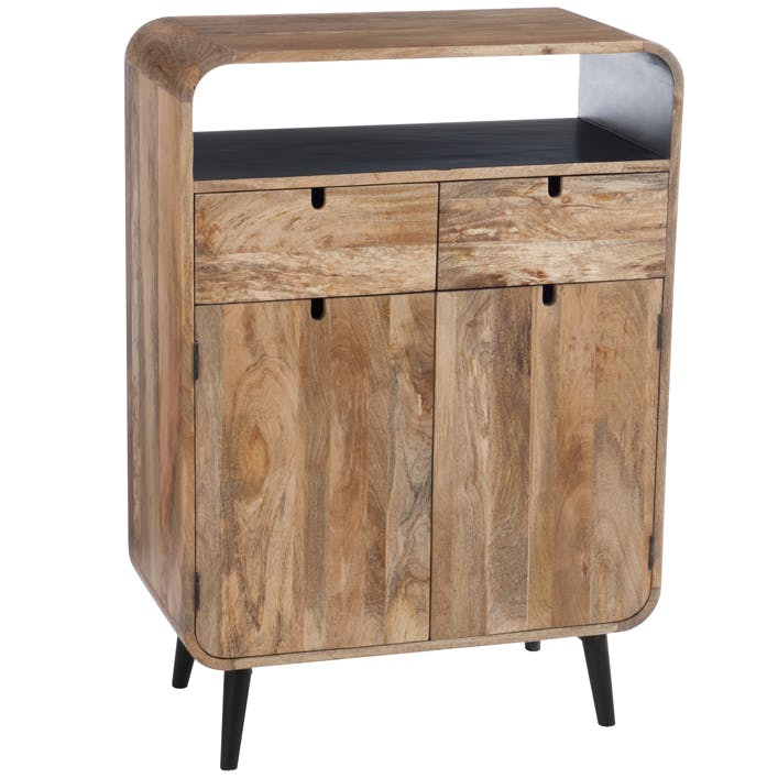 Buffet rétro en manguier 2 portes 2 tiroirs 70x35x100cm