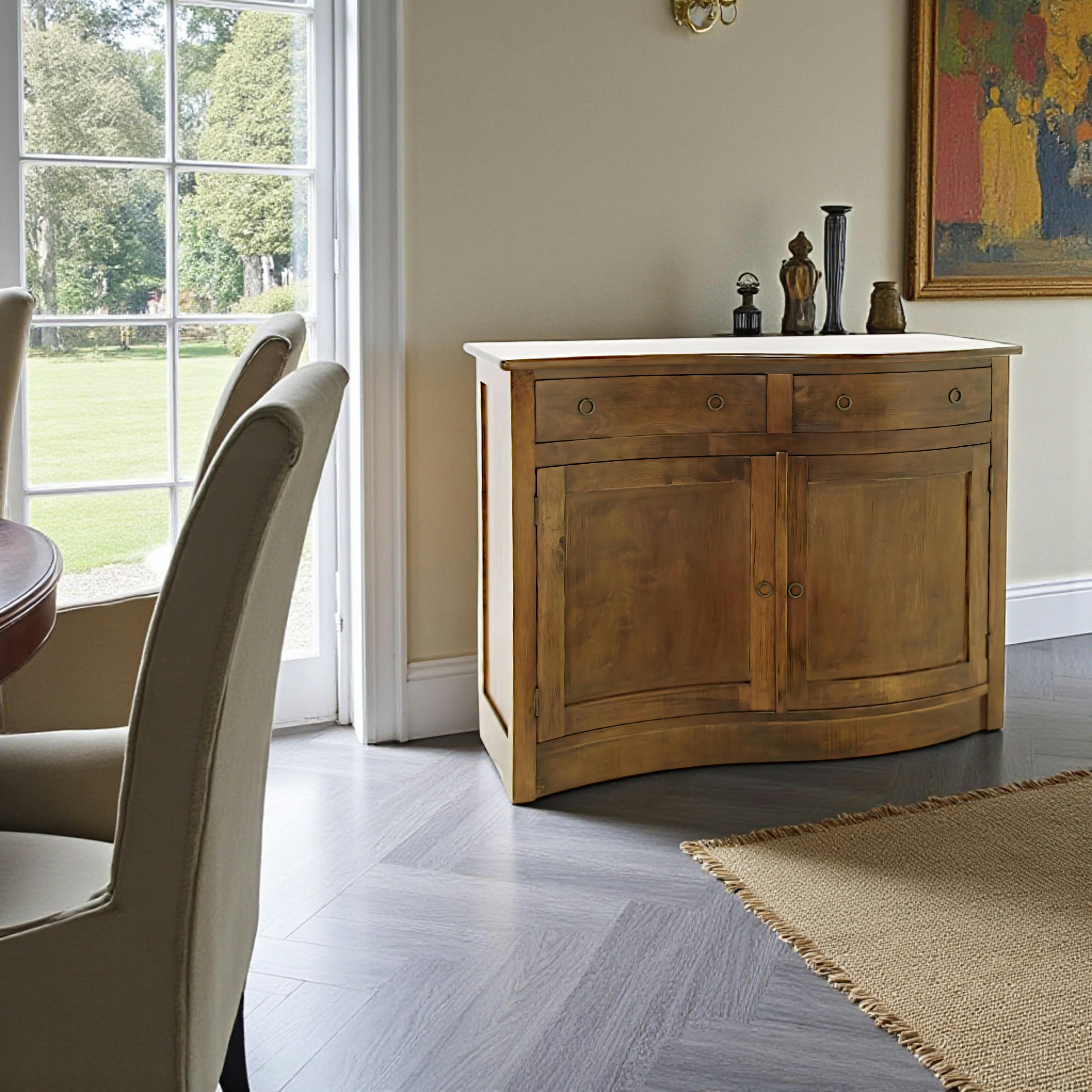 Buffet Vague Hévéa 2 portes, 2 tiroirs 110x45x85cm TRADITION