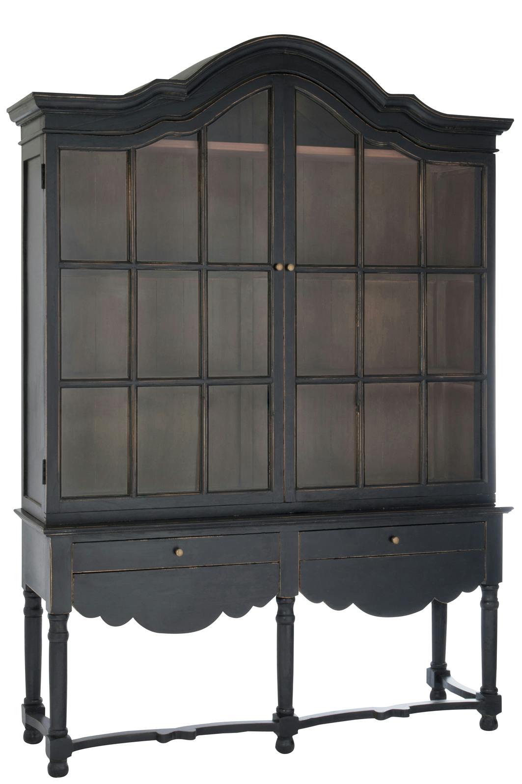 Buffet vaisselier bois noir vieilli