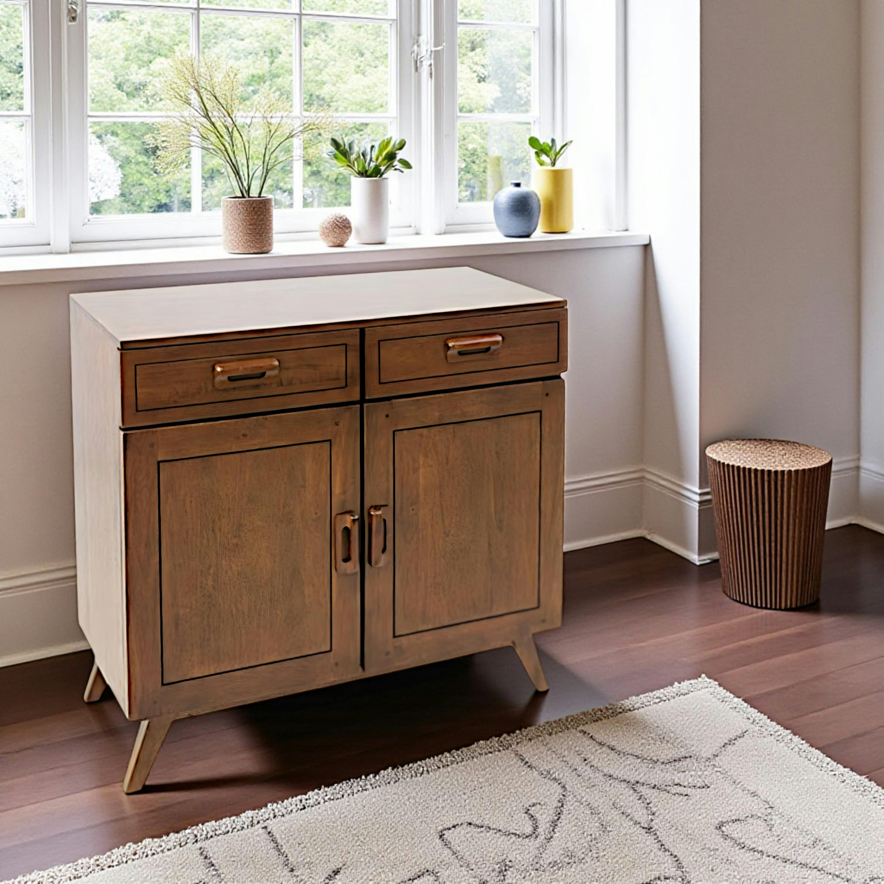 Buffet vintage hévéa massif 90x85cm SIXTIES