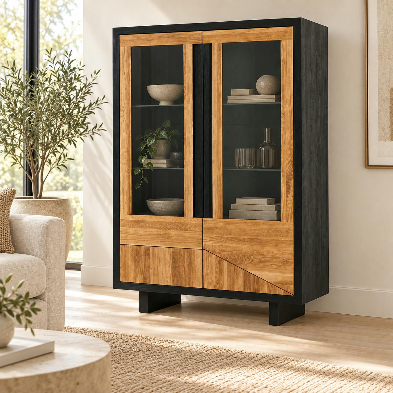 Buffet vitrine en bois FAIRLIE