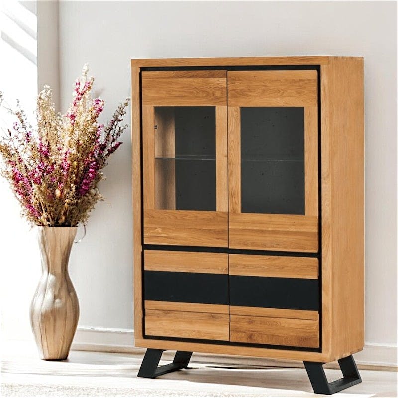 Armoire à Vin Campagne / Vaisselier En Bois - Vitrine étagère Rétro - Capacité 10-19 Bouteilles