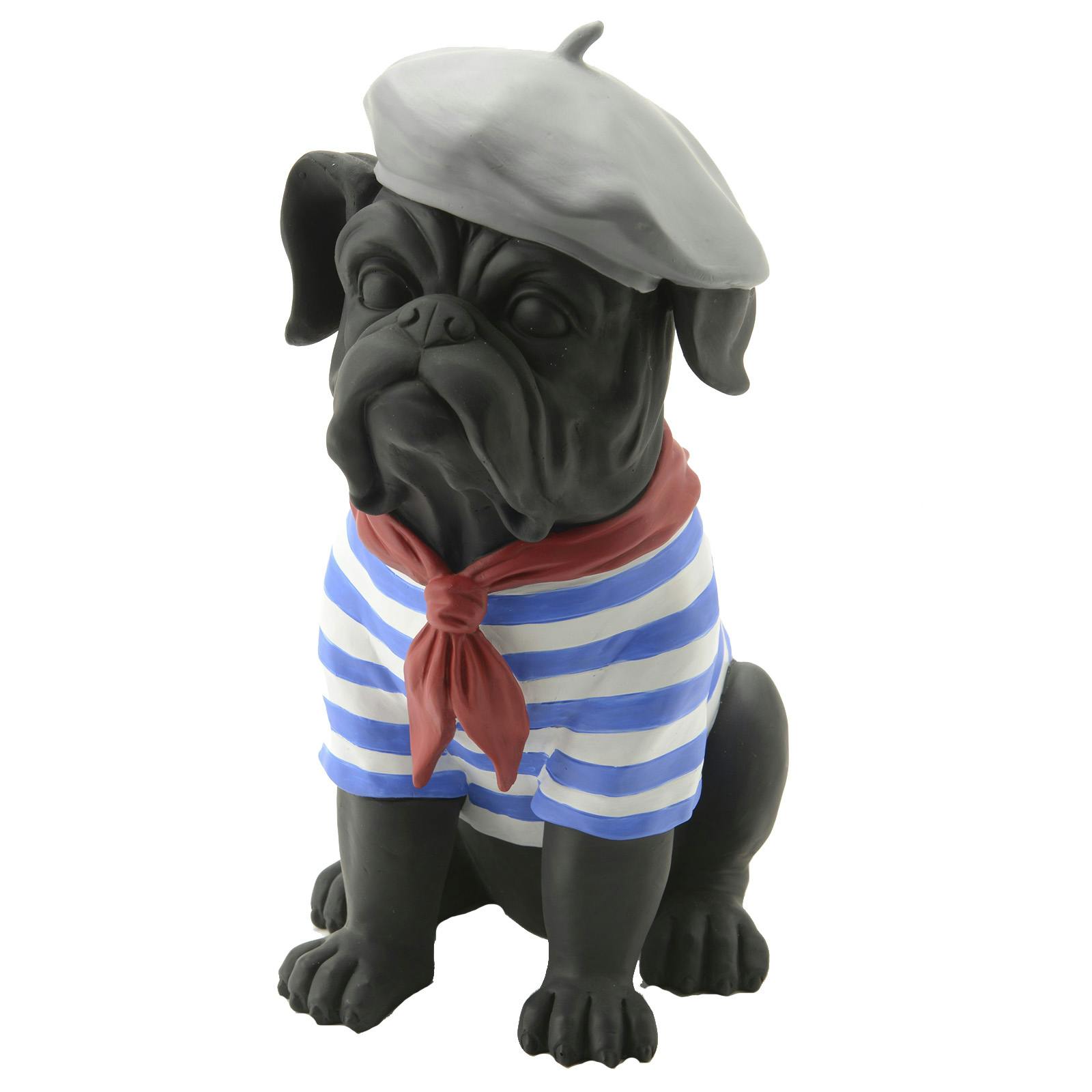 Bulldog en marinière et beret