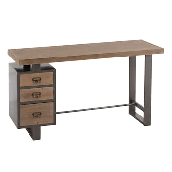 Bureau bois et métal 3 tiroirs 140x50x75 cm ref.30022924