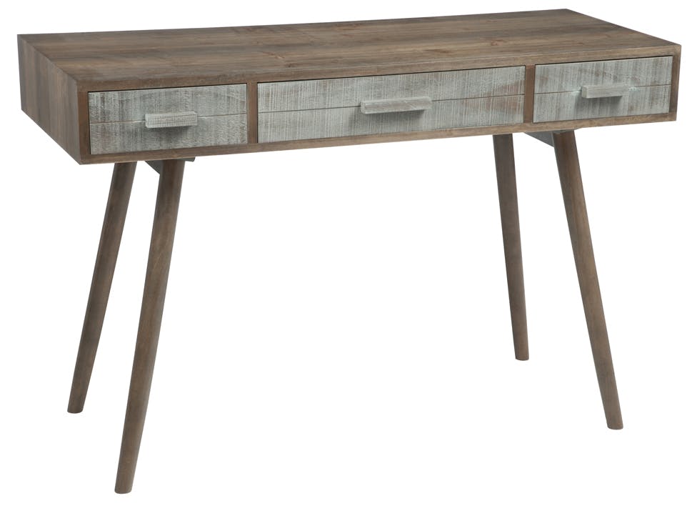 Bureau bois gris et naturel, 3 tiroirs, 120x50x80cm FOREST