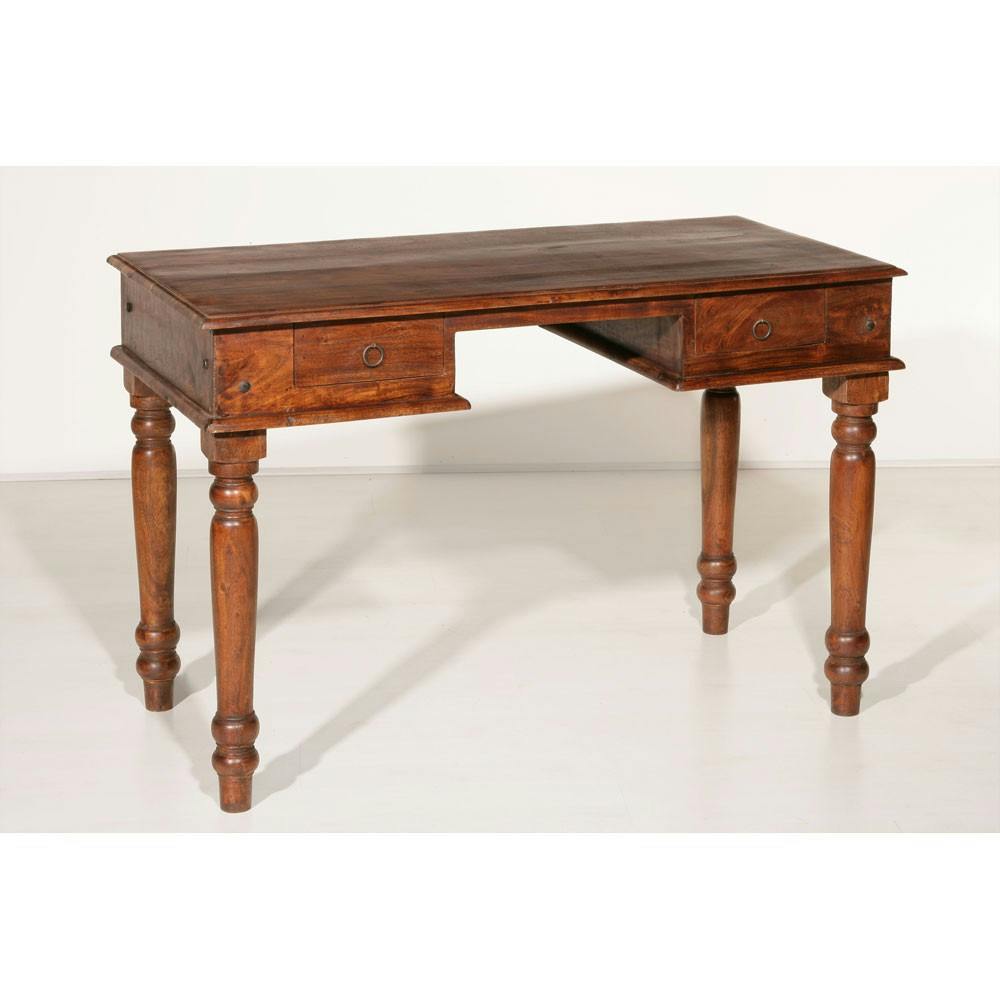 Bureau colonial acacia brun 2 tiroirs L120cm MANDY