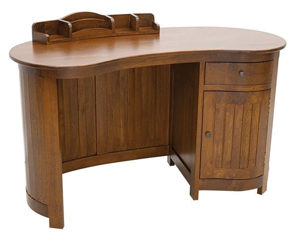 Bureau colonial vague hévéa massif 130cm TRADITION