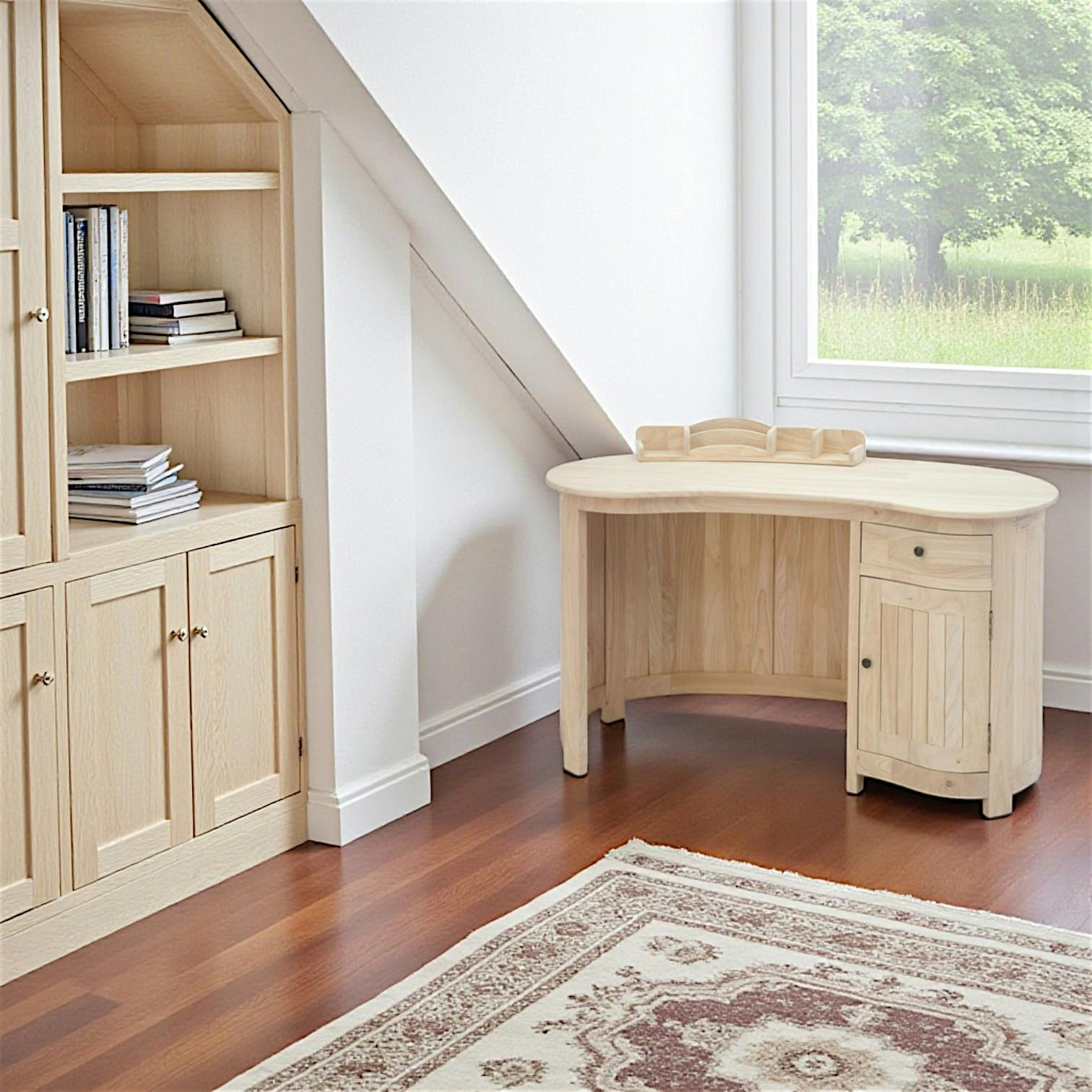 Bureau colonial vague hévéa massif 130cm TRADITION