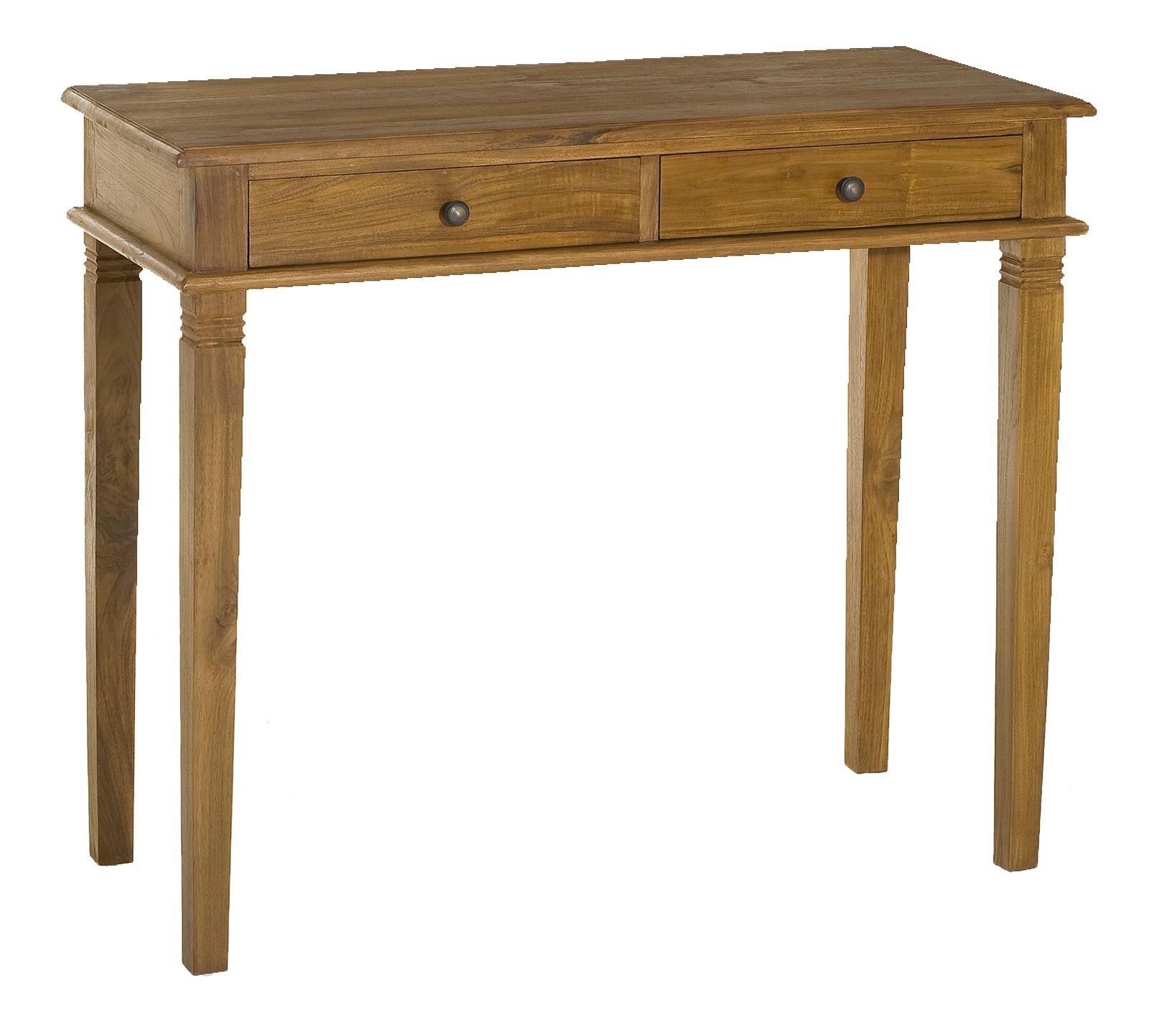 Bureau console colonial Teck Miel 90cm BISHO