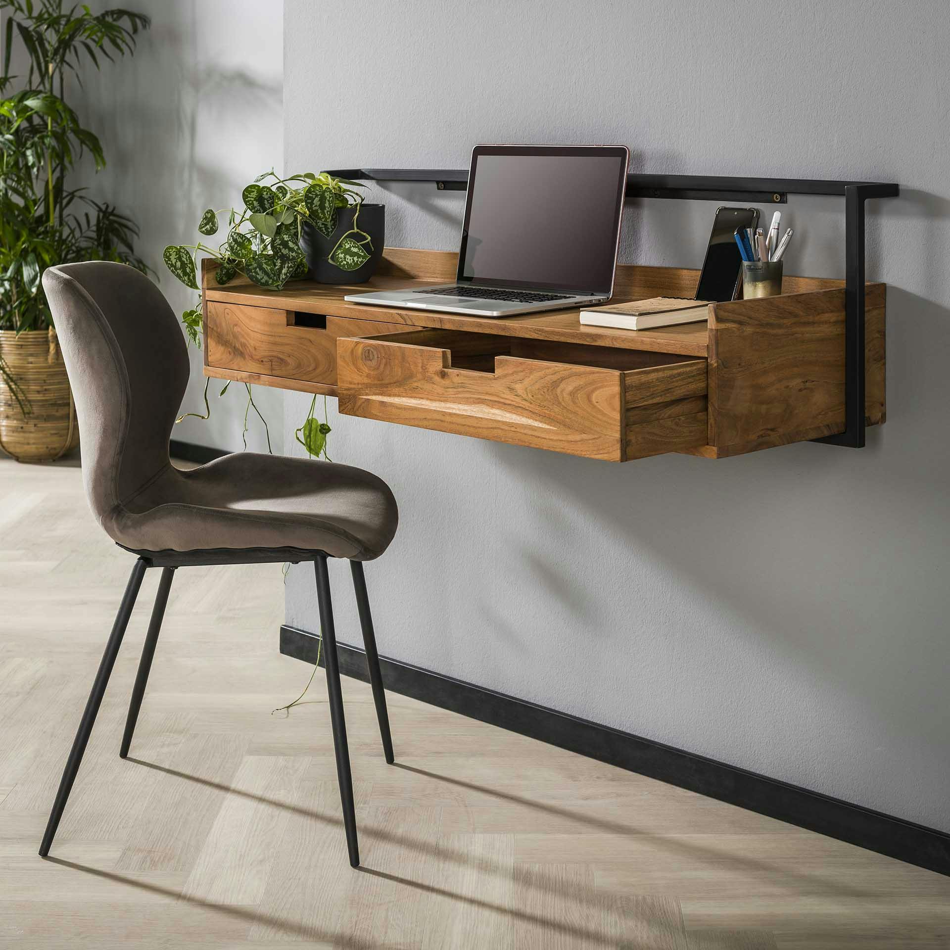 Bureau console suspendue en bois MELBOURNE