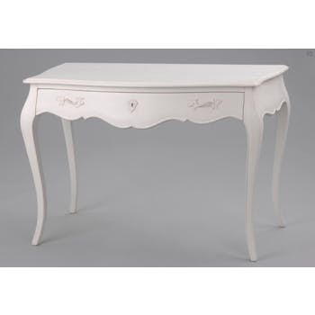 Bureau de chambre baroque romantique crème antique en Acajou 1 tiroir MURANO L 110 x P 55 x H 75 AMADEUS