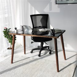 Bureau en bois foncé et verre noir - style moderne ANZIO
